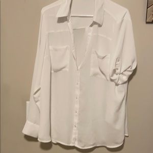 White button down top